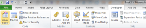 MS Excel 2010 Developer tab