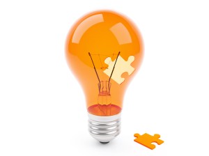 3d lamp with jigsaw puzzle isolated on the white background